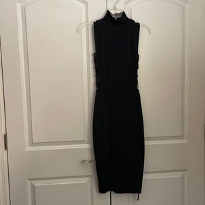 Missguided black high neck midi dress